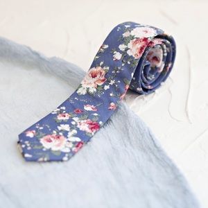 Slate blue/dusty blue floral tie